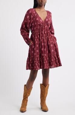 NWT Treasure and Bond Floral Print Jacquard Long Sleeve tiered Minidress XL